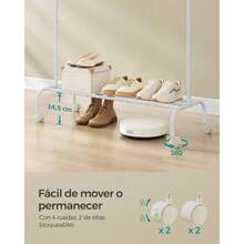 Burro para Ropa, con Ruedas, Perchero con Doble Barra, Marco de Acero, Carga de kg, Ancho de 103.5, Negro MHSR107B01V1 - Blanco + Simple varilla - Ver 5