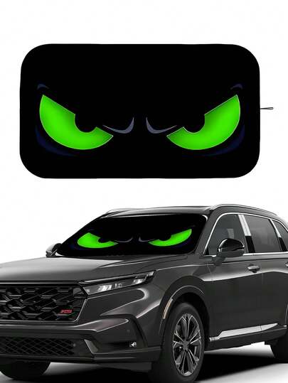 1pc Green Angry Car Windshield Sun Shade, Car Windshield Sunshade, Windshield Sunshade, Car Sunshade, Blocks UV Rays, Summer Sun Protection, Keeps Car Interior Cool, Funny Foldable Car Windshield Sunshade, Summer Car Accessory