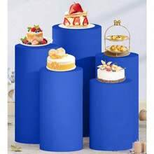 Cylinder Covers Set Of 3 Spandex Cylinder Pedestal Stand Covers Red Cylinder Cover Round Pedestal Cylinder Covers Multicolor Pedestal Cover For Wedding Party Ceremony DecorationKF - 藍色 - 查看 10