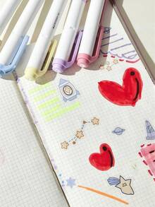 5 قطع/مجموعة أقلام تحديد ناعمة الألوان، تصميم رأس مائل، ألوان مائية، لا تنزف، مناسبة للمفكرة والكتاب المقدس والمخطط والملاحظات والبالغين والأطفال والطلاب والمكتب ولوازم التعلم