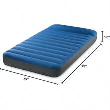 Intex 60411E TruAire Luxury Camping Mattr: FiberTech PunctureResistant Laminate QuickFill USB Air Pump 300lb Weight Capacity Twin Size Blue