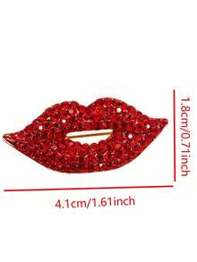 1 pieza Broche de labios rojos para el Día de San Valentín para damas - Moda, con incrustaciones de rhinestone, accesorios de ropa de alta gama, flores para el pecho, a prueba de aceite para evitar que se muestre, alfileguridad - El regalo perfecto del Día de San Valentín para mujeres Navidad