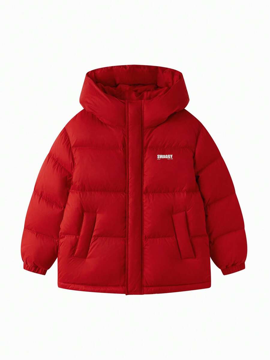 Balabala BalaOne Tween Girl' Down Jacket 2025 Winter, Warm Puffer Outerwear For Boys & Girls - Red - View 1