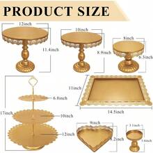 Set Of 9 Cake Stands Metal Cupcake Stand Set Multiple Styles Candy Fruit Display Tower Dert Plate Cake Serving Tray For Birthday Party Wedding Anniversary  Shower Engagement Gold - 金色 - 查看 2