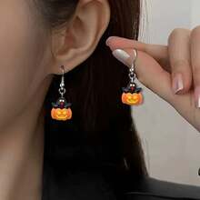 2pcs/Set Dark Gothic Halloween Skeleton Cartoon Earrings, Suitable As Gifts