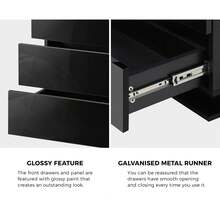 SUN YEE Bedside Table Nightstand Cabinet 3 Drawers Side Table Furniture - Black - View 3