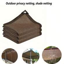 Tela de sombreamento em polietileno marrom-café (1 unidade), com 80% de proteção solar, design retangular minimalista, feita de polietileno durável, malha resistente com bordas reforçadas e ilhós metálicos a cada metro para fácil instalação. Ideal para sombreamento de varandas, jardinagem, cercados para animais de estimação e uso em todas as estações do ano.