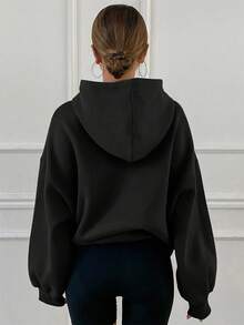 Original 1986 宽松柔软面料女式连帽衫 - 休闲、时尚，非常适合秋冬季户外运动和情侣风格 - 黑色 - 查看 3