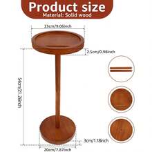 Holz-Beistelltisch - Dicke Kiefernholz-Basis mit Handyhalter - kompakter runder Beistelltisch für kleine Räume, Martini- oder Cocktail-Tisch, Mini-Beistelltisch