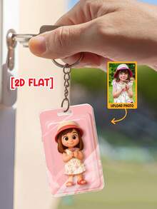 Catygift Custom 2D Flat Keychain, Personalized AI-Rendered Photo Keychain, Unique Gift For Daughter, Family Keepsake, Photo Upload Customization