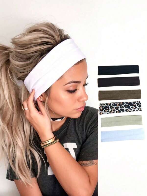 1/4/6/7 pezzi Fasce per capelli con stampa leopardata per donne, capelli corti, antiscivolo, elastiche, fasce per capelli in tessuto morbido, accessori per capelli, sciarpa invernale da donna, bandana