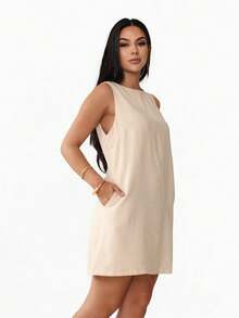 Marrante Midi Dress With Zipper Pocket Haute Couture  Blogger STOCK - 米色 - 查看 4