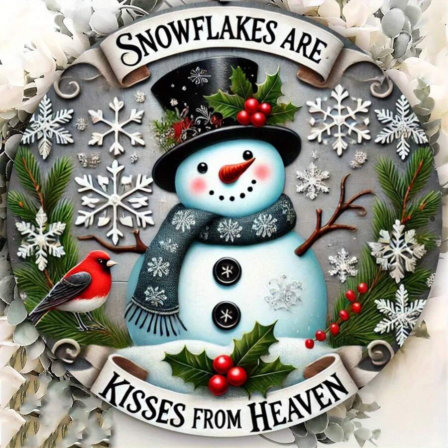 Charmanter Weihnachtsmann-Kranz Metallschild - vielseitige 2D-Rundendekoration für Zuhause, Büro und Feierlichkeiten