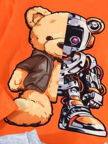 5件套年轻男童卡通印花休闲舒适圆领长袖T恤，春季 - 彩色 - 查看 9