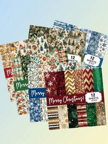 12 ورقة بحجم 6x6 بوصة لورق تجميع الصور لعيد الميلاد وعيد الهالوين - ورق مقوى ملون للحرف اليدوية والتجليد والديكور. ورق تجميع الصور لعيد الميلاد المجيد، ورق تجميع الصور لعيد الميلاد السعيد وعيد الهالوين، ورق حرفي متعدد الأغراض للتجليد والتزيين والتجليد والمناسبات الخاصة مثل عيد الميلاد والتخرج والعودة إلى المدرسة