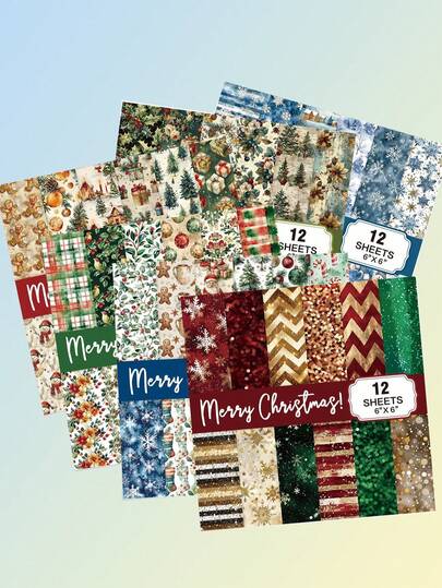 12 Sheets 6x6 Inch Christmas & Halloween Scrapbook Paper - Colorful Craft Cardstock For DIY, Journaling & Decor. Merry Christmas Scrapbook Paper, Happy Christmas&Halloween Craft Scrapbooking Paper Pad, Colorful Multi-Purpose Decorative Craft Paper For Journaling Scrapbooking Supplies Cardstock Decorative Craft Paper, Birthday Decorations, Graduation Decor, Back To School