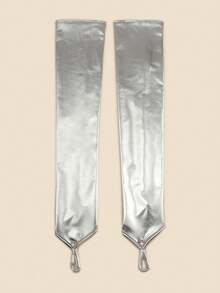 1 Pair Solid Color Rhinestone PU Leather Long Gloves, Suitable For Performance, COS, Holiday Costumes, Musical Theater, Punk/Y2K Style