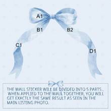 Midoo 59 X 45 Inch Large Pink Bow Wall Stickers Peel And Stick Coquette Girl Room Decor Large Watercolor Bow Stickers Preppy Waterproof Vinyl Decals Wall Decor For Girl Room Nursery Kindergarten - 淡藍色 - 查看 3