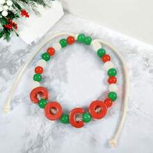 1pc Customized Colorful Pet Necklace, Fashionable Pet Necklace, Customize Your Pet's Name, Unique Necklace For Your Pet, Creative & Cute Christmas Pet Necklace, Creates Holiday Atmosphere, Adjustable Size, Prevents Pet Loss, Great Gift For Your Pet - Red - View 3