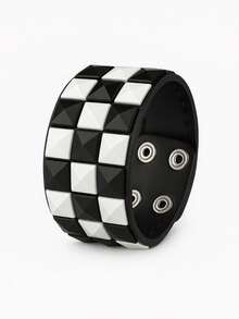 Spike Scene Bracelet Black With Black Pop Punk - Black and White - View 1