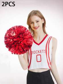 2pcs/Set Blue & Silver Pom Poms - High Index Plastic, Suitable For Dancing, Dance Accessories, Gymnastics, Sports Events And Festivals, Team Spirit Sports Cheering