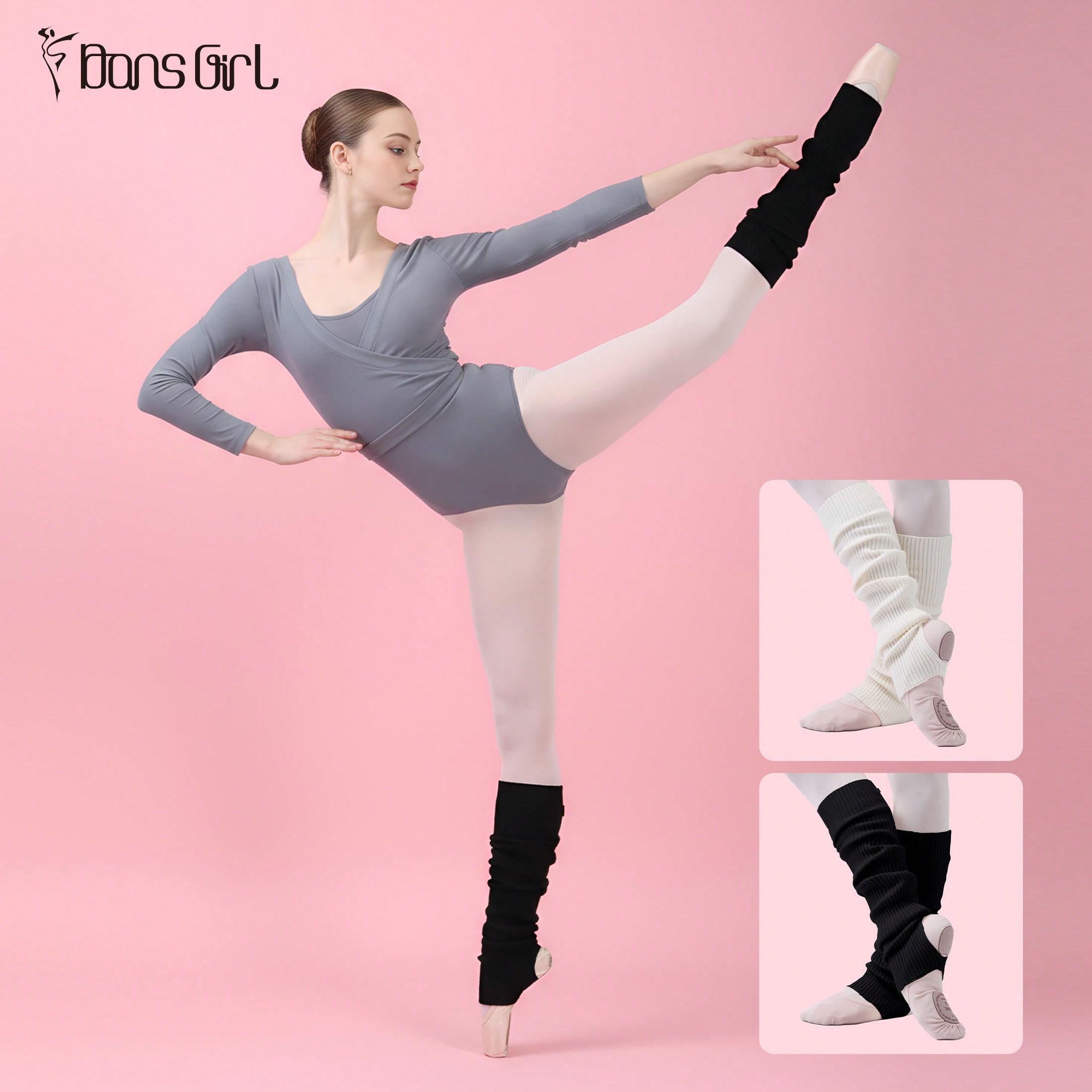 Pares de calentadores de piernas de punto acanalado estilo Y2K - Calcetines de baile lindos de otoño, adecuados para ballet/yoga/fitness