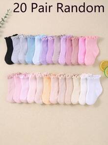 20 Pairs Ruffled Lace Elastic Baby Girl Socks, Cute Lace Short Socks Suitable For Baby Girls, All Seasons Including Newborn And Toddler, Great For Christmas/Thanksgiving Gifts, Quarter Socks - Multicolor - View 22
