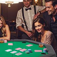 Tavolo da poker pieghevole per 8 giocatori (126 cm), tavolo da gioco da casinò con sponde imbottite e portabicchieri, tavoli da gioco portatili ottagonali con gambe in feltro e metallo, Texas Hold'em Poker - 48" Achteck für 8 Spieler, basso profilo, verde - Visualizzare 1