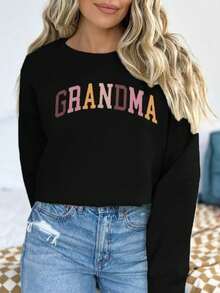Sudadera De Abuela Para Mujer, Sudadera Colorida Con Estampado De Letras Para Abuela, Cuello Redondo, Regalo De Cumpleaños - Oscuro1 - Ver 2