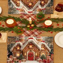 4 buc Crăciun turtă dulce casă Placemats Crăciun Placemats rezistente la căldură decorative masă covorașe bucătărie acasă masă