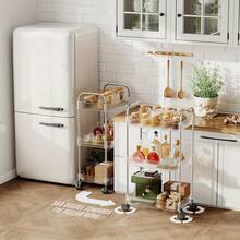 3/4-Tier Acrylic Multi-Use Rolling Cart, Modern Clear Design With Alloy Handle & 360° Wheels + Hanging Storage, Portable Organizer For Dorm/Bar/Kitchen – Perfect For New Year Refresh - 透明色三層結構 + 四個懸掛式花籃 - 查看 9