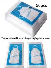 50/100 buc șorțuri de unică folosință, plastic PE gros, impermeabile, rezistente la ulei, potrivite pentru catering, oală fierbinte, grătar, adulți, ambalate individual, impermeabile, durabile, aplicabile pentru gătit, pictat și luat masa în aer liber