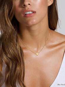 قلادة قلب فضة عيار 925 بسيطة، بسلسلة ذهبية اللون، إكسسوار عصري مناسب للاستخدام اليومي والحفلات، مجوهرات راقية