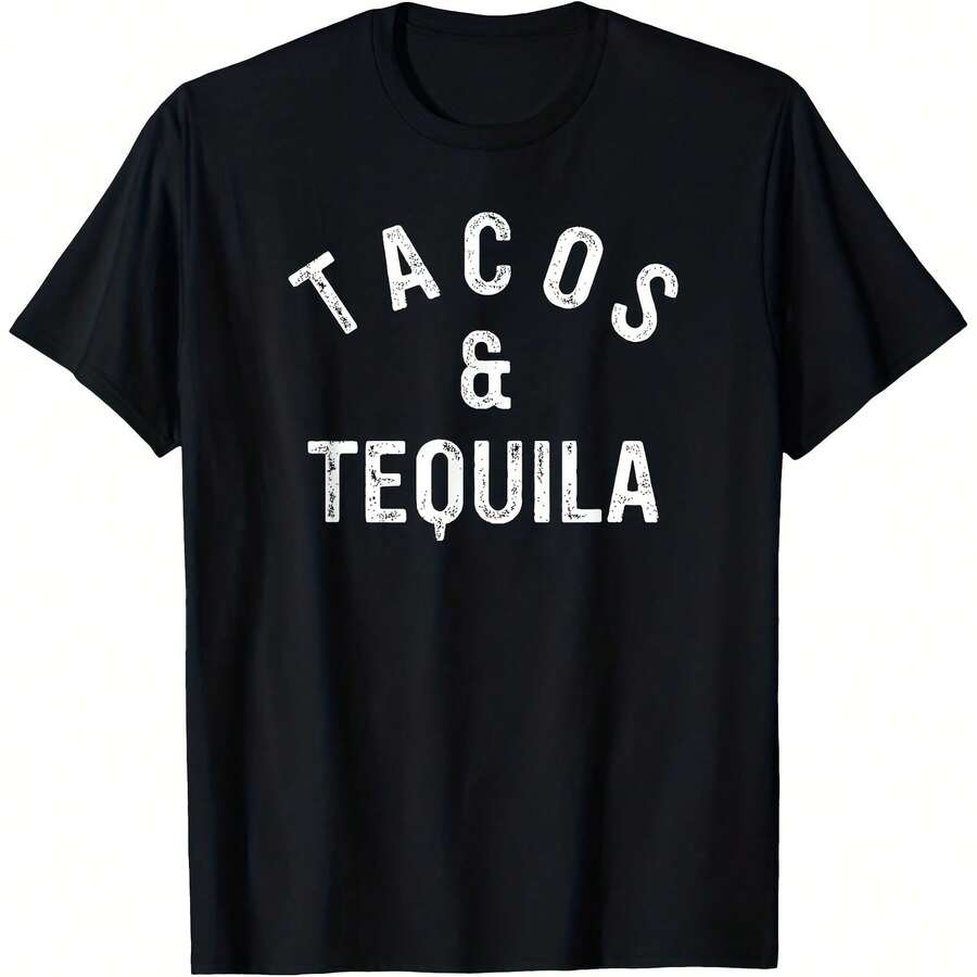 Tacos & Tequila Funny Taco Lover Saying Slogan T-Shirt  Women'S T-Shirt Gift T-Shirt  Sports ,Comfortable home wear, Casual fashion,Sizes S - 5XL Black