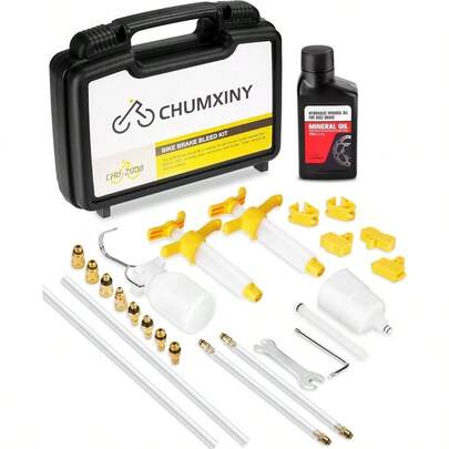 Brake Bleed Kit, TEKTRO Hydraulic Disc Brakes. MTB Brake Bleed Kit Includes Metal Connector, 150ML Mineral Oil Brake Fluid.