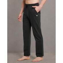 Baleaf Men's Sweatpants Casual Lounge Cotton Pajama Yoga Pants Open Bottom Straight Leg Male Sweat Pants With Pockets{"Size_name":"Large","Color_name":"A-Black"} - 弗拉克 - 查看 7