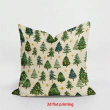 1 Stück/4 Stücke Kissenbezug mit Weihnachtsbaummuster, moderne Polyester Flachdruck 45cm*45cm Heimdekoration Sofakissenbezug