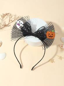 1 Stück 3-lagiger Tüll Geist Kürbis Schleife Halloween Party Haarband