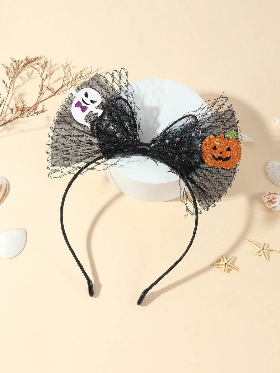 1 Stück 3-lagiger Tüll Geist Kürbis Schleife Halloween Party Haarband