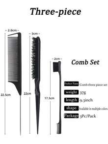 ikt 女士发蜡造型套装，包含发际线梳、木柄梳和尖尾梳，可用于抚平碎发、打造光滑马尾辫、造型和日常发型。