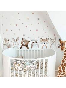 BRUP 2/6 张波西米亚风动物生长图表墙贴，长颈鹿大象狮子熊兔子带身高测量贴花，育儿室墙壁艺术，可移除自粘婴儿房装饰，万圣节圣诞节礼物 - 彩色 - 查看 9