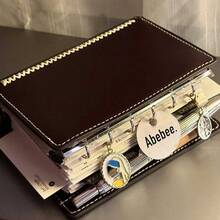 ダークブラウンのダブルリングレザークリエイティブルーズリーフノートブック、見栄えの良いポータブルダイアリーノートブック - cc - チェックする 2