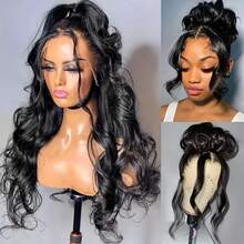 Invisi Strap 360 Glueless Lace Wig 250% Density 13x4 Body Wave Lace Front Wigs Human Hair Drawstring Wig Human Hair Pre Plucked 360 HD Full Lace Frontal Wigs For Women Brazilian Virgin Human Hair Lace Wig Natural Color - Natural Black - 查看 10
