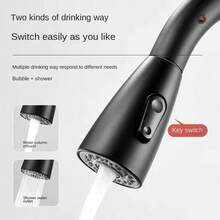 Stainless Steel Kitchen Faucet Single Hole Pull Out Spout Kitchen Sink Mixer Tap Stream Sprayer Head 360 Rotation Faucet Black Kitchen Items Kitchen Accessories Kitchen Tools - Black - View 6