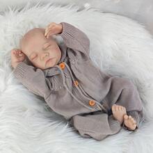 18英寸全乙烯塑料重生娃娃逼真娃娃睡眠仿真婴儿3D皮肤可见血管生日礼物 - 棕色 - 查看 4