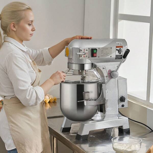 Commercial Food Mixer, 10L Commercial Stand Mixer With 3 Adjustable Speeds, 550W Dough Mixer With Stainless Steel Bowl And 3 Mixing Attachments, Ideal For Restaurant, Bakery, Pastry Shop, Cafe