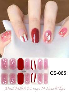 Full Wrap Nail Polish Stickers 1 Sheets Set Summer Nail Art Wraps Self-Adhesive Nail Polish Stickers Waterproof Long-Lasting Fashionable Gel Nail Strips DIY