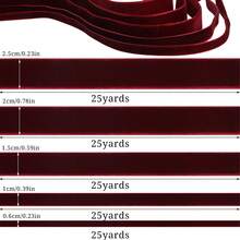 1卷50码单面深红色植绒丝带，彩色植绒丝带，植绒缎带，植绒丝带，适用于蝴蝶结、圣诞树、橱柜、圣诞节装饰、情人节邀请函装饰（由于手工测量，长度可能略有不同）