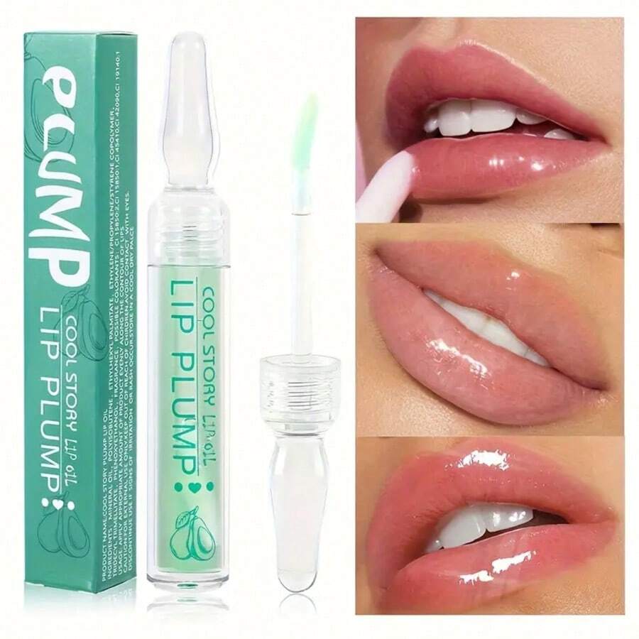 2pcs Moisturizing Transparent Plumping Lip Oil Set, Hydrating Nourishing Lip Serum For Smoothing Fine Lines, Glossy Liquid Lip Amplifier For All Skin Types, Volumizing And Nourishing Care, Perfect Valentine'S Gift - Clear - View 1