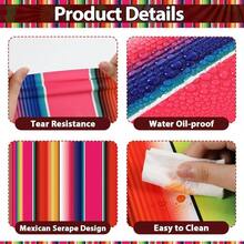 12 Pack Plastic Mexican Table Runner Disposable Dia De Los Muertos Mexican Serape Runner 14x 84Inch Colorful Striped Day Of Dead Table Cover Party Taco Party Decor Supplies - 12 + 墨西哥塞拉佩派對 - 查看 4